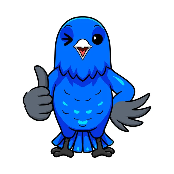 Vektor Illustration Von Cute Blue Factor Kanarienvogel Cartoon Gibt Daumen — Stockvektor