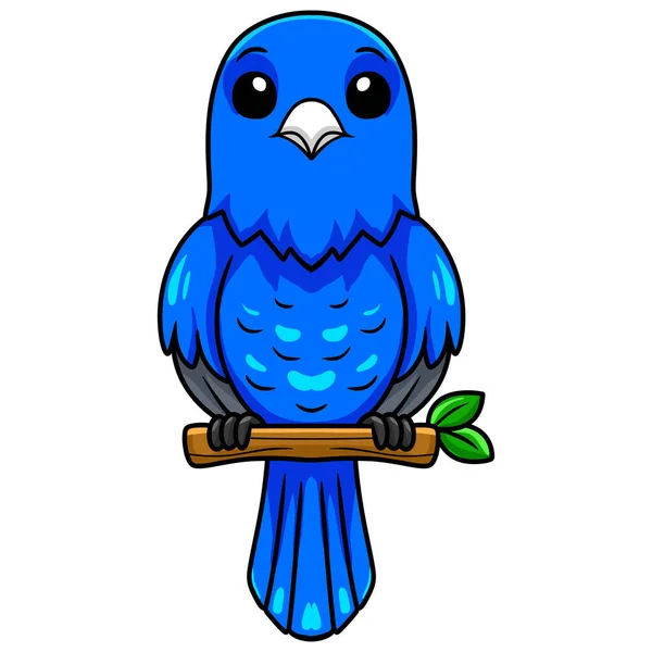 Ilustração Vetorial Bonito Azul Fator Canário Desenhos Animados Ramo Árvore —  Vetores de Stock