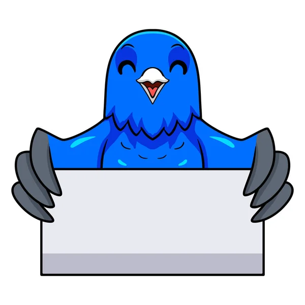 Vektorillustration Von Cute Blue Factor Kanarienvogel Karikatur Winkende Hand — Stockvektor