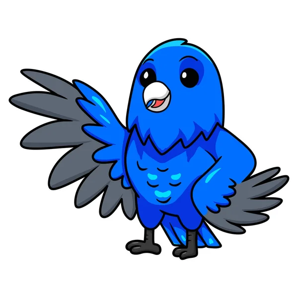 Vektorillustration Von Cute Blue Factor Kanarienvogel Karikatur Winkende Hand — Stockvektor