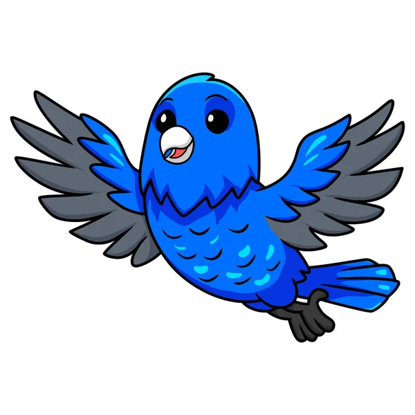 Illustration Vectorielle Mignon Facteur Bleu Canari Dessin Animé Volant — Image vectorielle