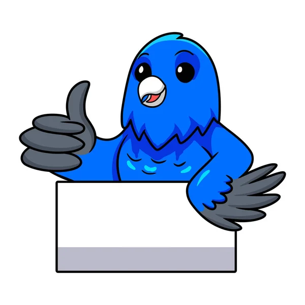 Wektor Ilustracja Cute Niebieski Czynnik Kreskówki Canary Dając Kciuk Górę — Wektor stockowy