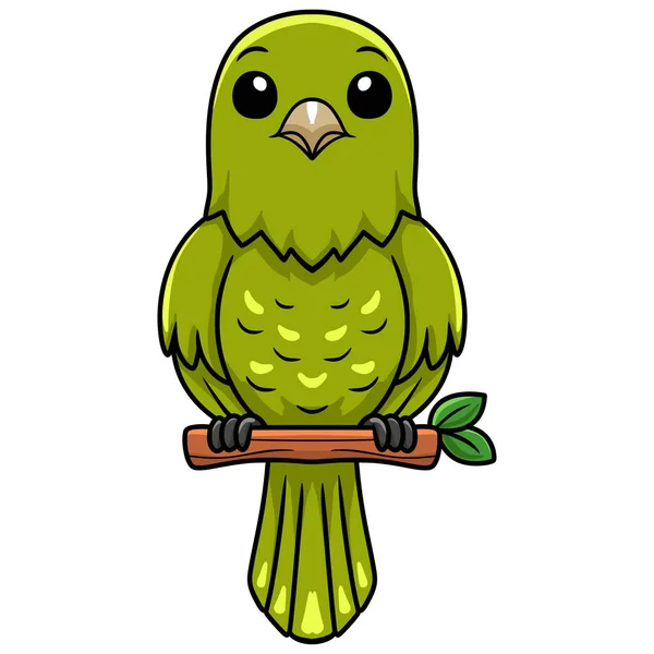 Vektor Illustration Des Niedlichen Grünen Kanarienvogel Cartoons Auf Einem Ast — Stockvektor