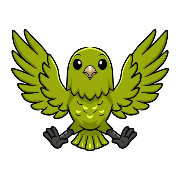 Vektor Illustration Söt Grön Kanariefågel Tecknad Flygande — Stock vektor