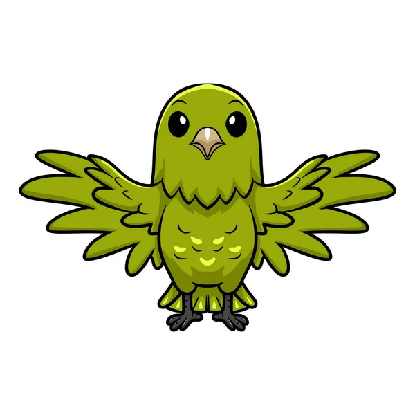Vektor Illustration Von Niedlichen Grünen Kanarienvogel Cartoon Fliegen — Stockvektor