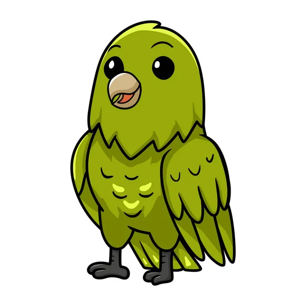 Vector Illustration Cute Green Canary Cartoon Standing — Stock Vector