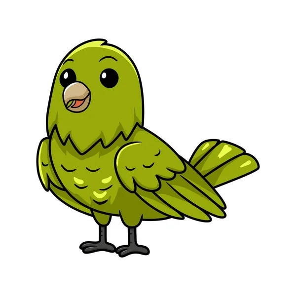 Vektor Illustration Des Niedlichen Grünen Kanarienvogel Cartoons — Stockvektor