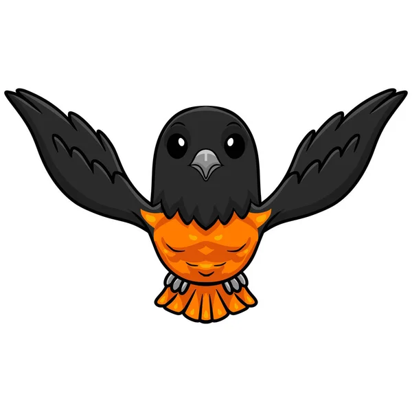 Vector Illustration Cute Baltimore Oriole Bird Cartoon Flying — Stock Vector