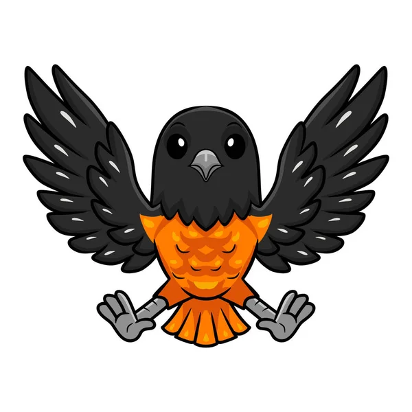 Vektor Illustration Söt Baltimore Oriole Fågel Tecknad Flygande — Stock vektor