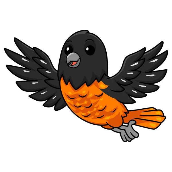 Vektor Illustration Söt Baltimore Oriole Fågel Tecknad Flygande — Stock vektor