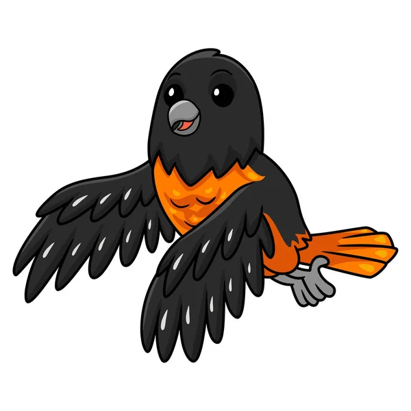 かわいいボルティモア オリオール鳥の漫画のベクトルイラストが飛んで — ストックベクタ