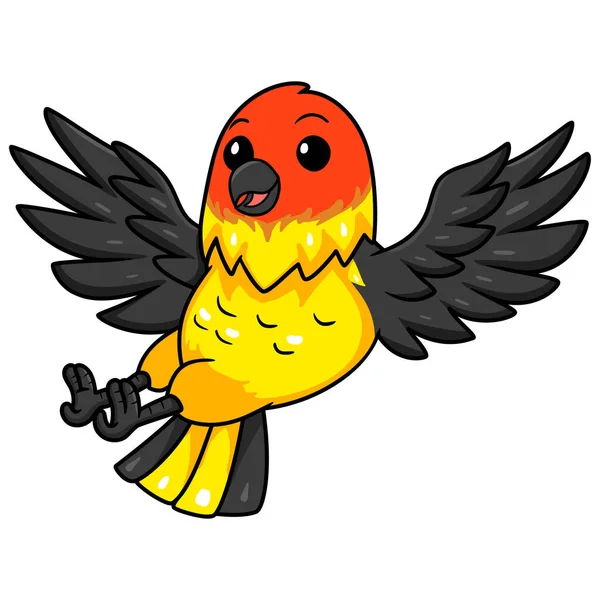 Ilustração Vetorial Bonito Ocidental Tanager Pássaro Desenho Animado Voando — Vetor de Stock