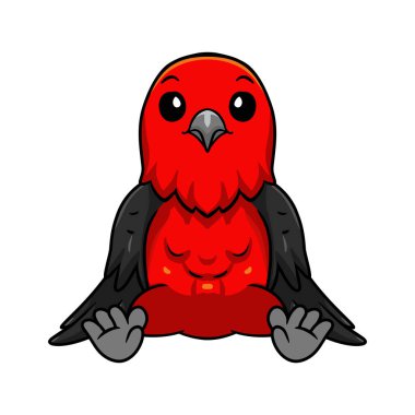 Tatlı kırmızı tanger kuş çizgi filminin vektör çizimi