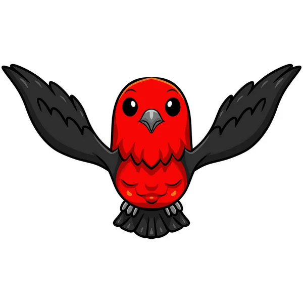 Ilustración Vectorial Del Vuelo Dibujos Animados Lindo Pájaro Tánger Escarlata — Vector de stock