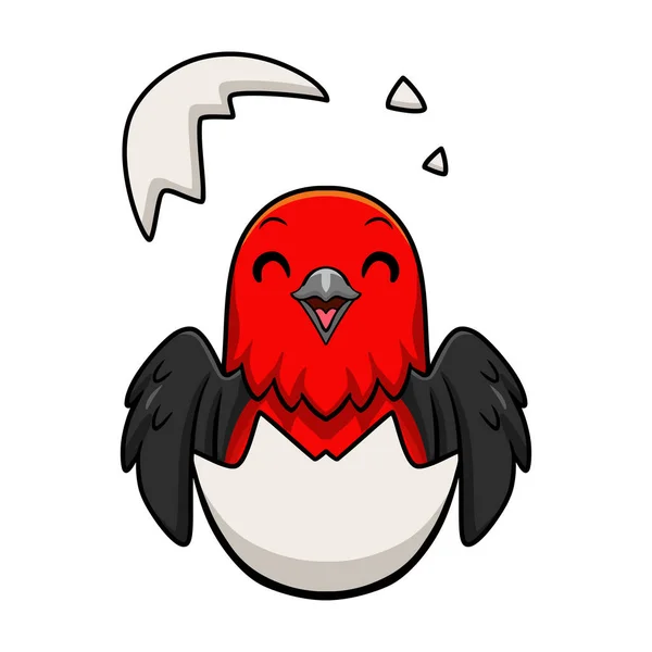 Векторна Ілюстрація Милий Червоний Танар Птах Мультфільм Всередині Яйця — стоковий вектор