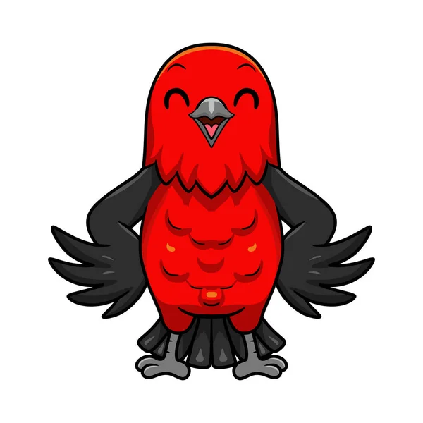Векторна Ілюстрація Милий Червоний Танар Птах Мультфільм — стоковий вектор