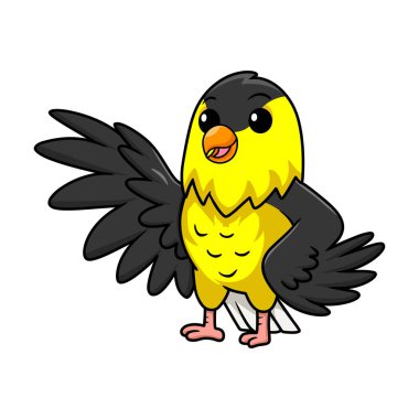 Vector illustration of Cute common backyard bird cartoon waving hand