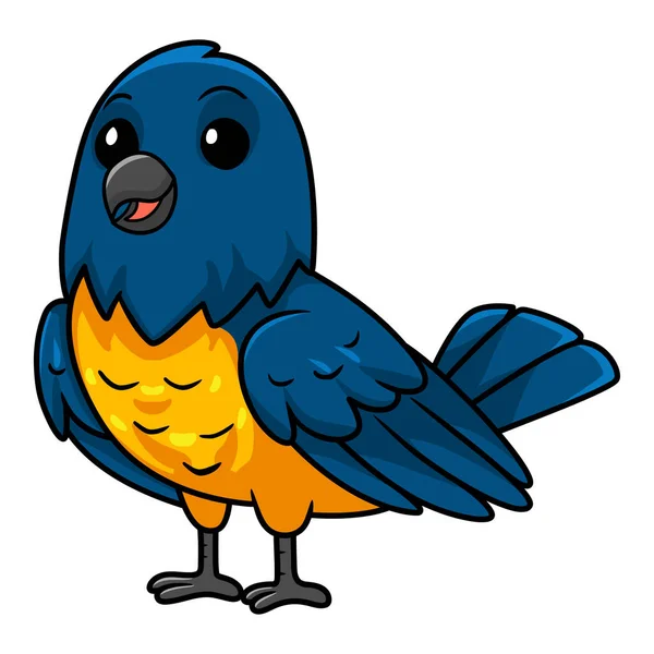 黒と金のタンジェの鳥の漫画のキュートなラップアップのベクトルイラスト — ストックベクタ