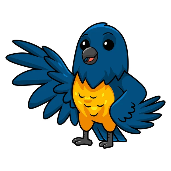 Векторная Иллюстрация Cute Thraupidae Black Gold Tanager Bird Cartoon — стоковый вектор