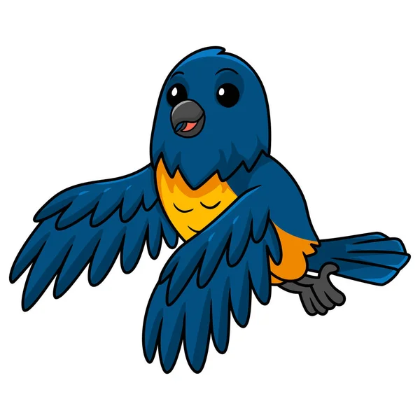 Illustration Vectorielle Mignon Thraupidae Noir Tanager Oiseau Dessin Animé — Image vectorielle