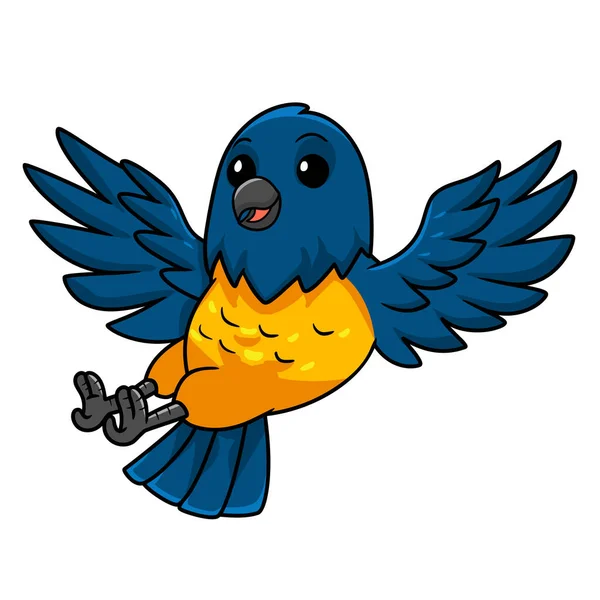 Ilustração Vetorial Thraupidae Bonito Preto Ouro Tanager Pássaro Desenhos Animados — Vetor de Stock