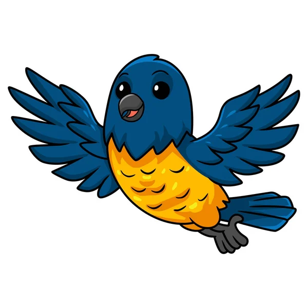 黒と金のタンジェの鳥の漫画のキュートなラップアップのベクトルイラスト — ストックベクタ