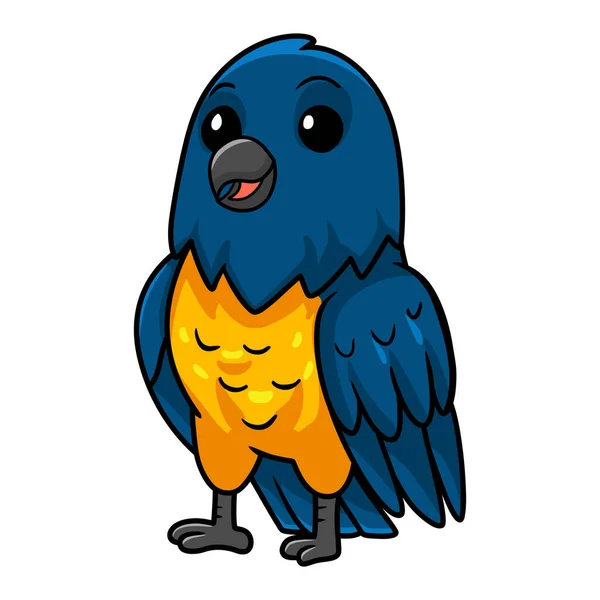 Vector Illustration Cute Thraupidae Black Gold Tanager Bird Cartoon — Stock Vector