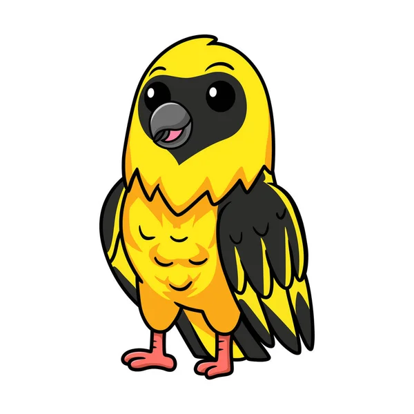 Illustrazione Vettoriale Carino Tessitore Uccello Cartone Animato Piedi — Vettoriale Stock