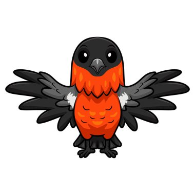 Şirin ispinozun uçan kuş çizgi filminin vektör çizimi