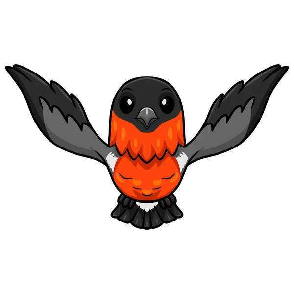 Illustration Vectorielle Mignon Bullfinch Oiseau Dessin Animé Volant — Image vectorielle