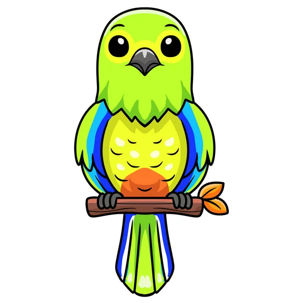 Vector Illustration Cute Orange Bellied Parrot Cartoon Tree Branch — Stock Vector
