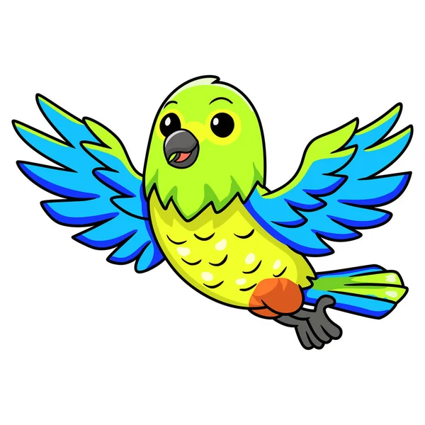 Ilustração Vetorial Bonito Laranja Barriga Papagaio Desenhos Animados Voando — Vetor de Stock