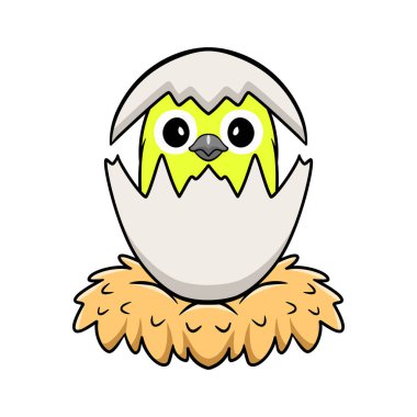 Yumurtadan çıkan beyaz gözlü şirin kuş çizgi filminin vektör çizimi