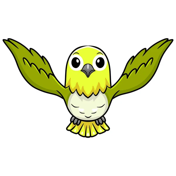 Ilustração Vetorial Cute Warbling Branco Olho Pássaro Desenho Animado Voando — Vetor de Stock