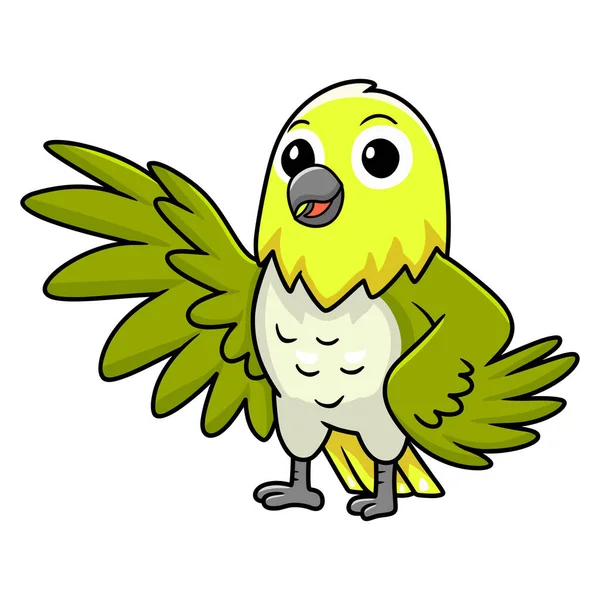 Vektorová Ilustrace Roztomilé Švitoření Bílé Oko Pták Karikatura Mávání Rukou — Stockový vektor