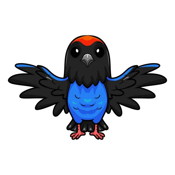 Illustration Vectorielle Mignon Bleu Manakin Oiseau Dessin Animé Volant — Image vectorielle