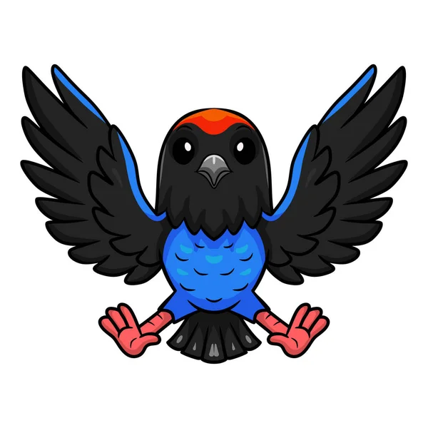 Wektor Ilustracja Cute Niebieski Manakin Ptak Kreskówka Latający — Wektor stockowy