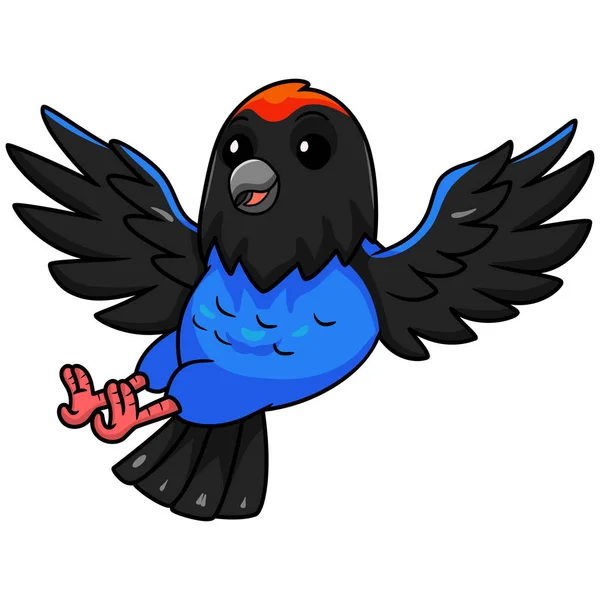 Ilustração Vetorial Desenho Animado Bonito Pássaro Manakin Azul — Vetor de Stock