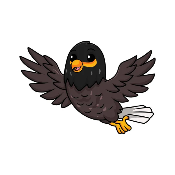 Vector Illustration Cute Myna Bird Cartoon Flying — Stock Vector