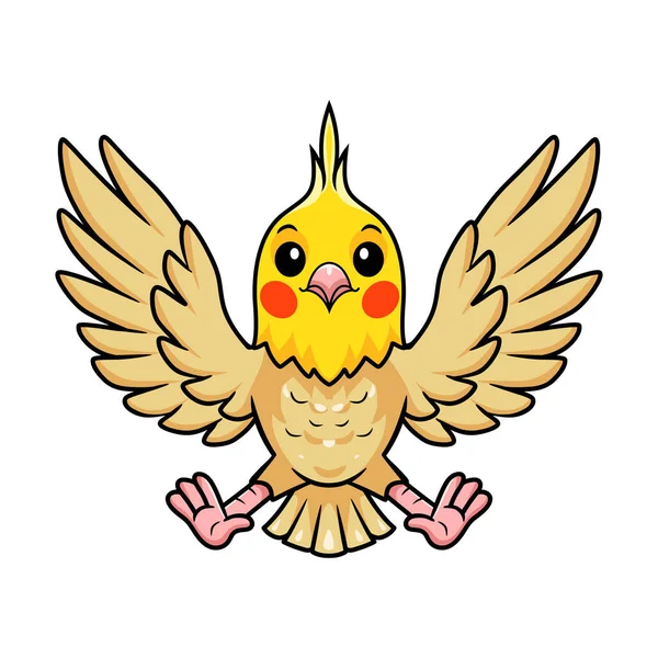 Illustrazione Vettoriale Carino Lutino Cockatiel Uccello Cartone Animato — Vettoriale Stock