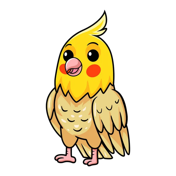 Illustration Vectorielle Mignonne Lutino Cockatiel Oiseau Dessin Animé — Image vectorielle