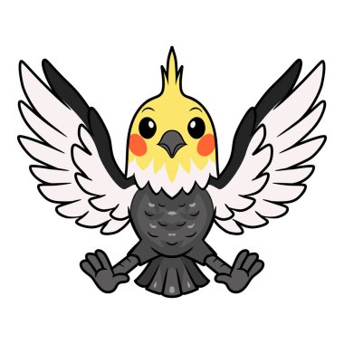 Şirin gri papağan kuş çizgi filminin vektör çizimi