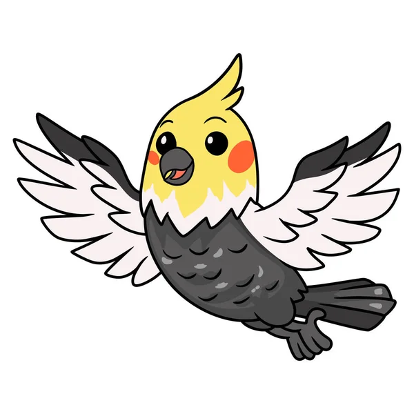 Illustrazione Vettoriale Del Cartone Animato Carino Uccello Cockatiel Grigio — Vettoriale Stock
