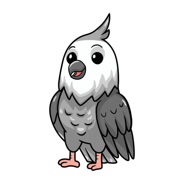 Ilustración Vectorial Dibujos Animados Lindos Pájaro Cacatúa Cara Blanca — Vector de stock