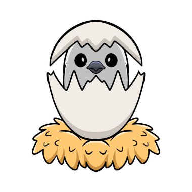 Yumurtanın içindeki Şirin, siyah ibikli meme faresi çizgi filminin vektör çizimi