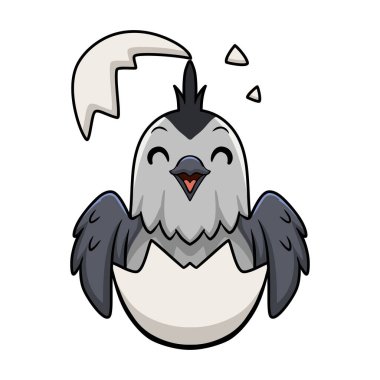 Yumurtanın içindeki Şirin, siyah ibikli meme faresi çizgi filminin vektör çizimi