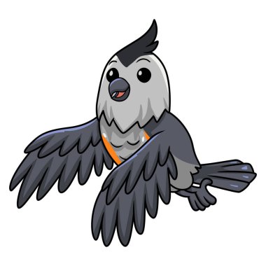 Uçan Şirin siyah ibikli meme faresi çizgi filminin vektör çizimi