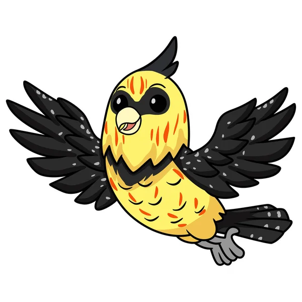 Wektor Ilustracja Cute Crested Barbet Ptaków Kreskówki Latający — Wektor stockowy