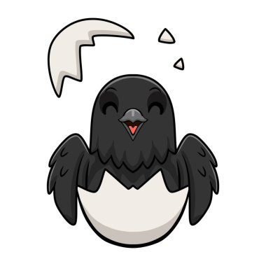 Yumurtadan şirin karga kuş çizgi filminin vektör çizimi