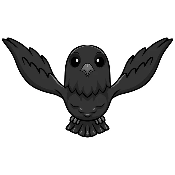 Vector Illustration Cute Crow Bird Cartoon Flying — Stock Vector